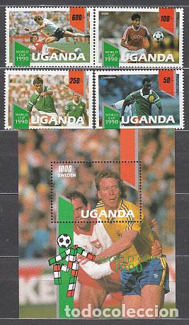 Selos: Uganda - Correo Yvert 687/90+H 116/6A ** Mnh Deportes f&uacute;tbol