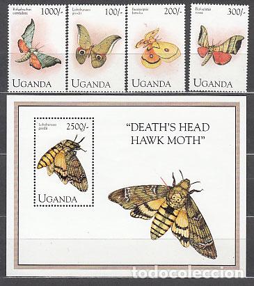 Selos: Uganda - Correo Yvert 1088/91+H 199 ** Mnh Fauna mariposas