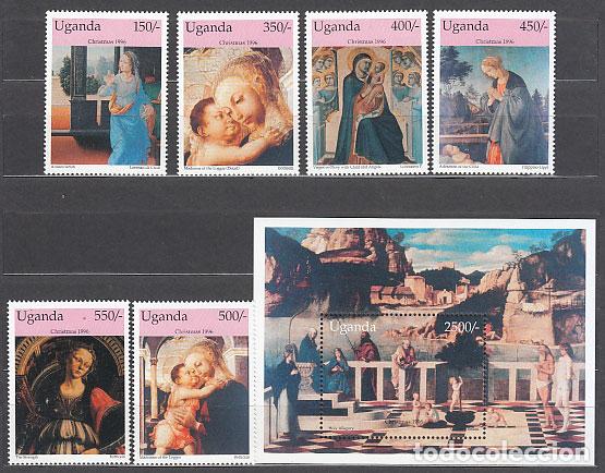 Selos: Uganda - Correo Yvert 1433/8+H 204/5 ** Mnh Navidad. Pinturas