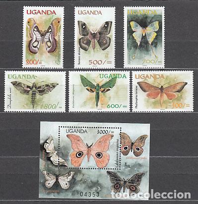 Selos: Uganda - Correo Yvert 1797/802+H 308 ** Mnh Fauna mariposas