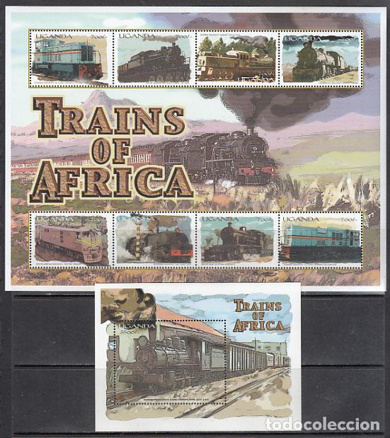 Selos: Uganda - Correo Yvert 1898/905+H 317 ** Mnh Trenes