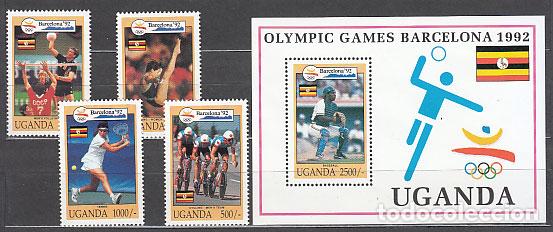 Selos: Uganda - Correo Yvert 904/7+H 158 ** Mnh Olimpiadas de Barcelona