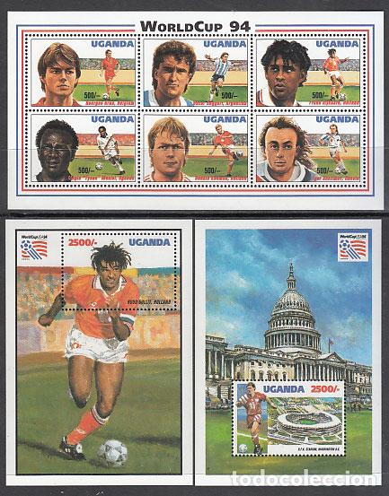 Selos: Uganda - Correo Yvert 1080/5+H 197/8 ** Mnh Jugadores de f&uacute;tbol