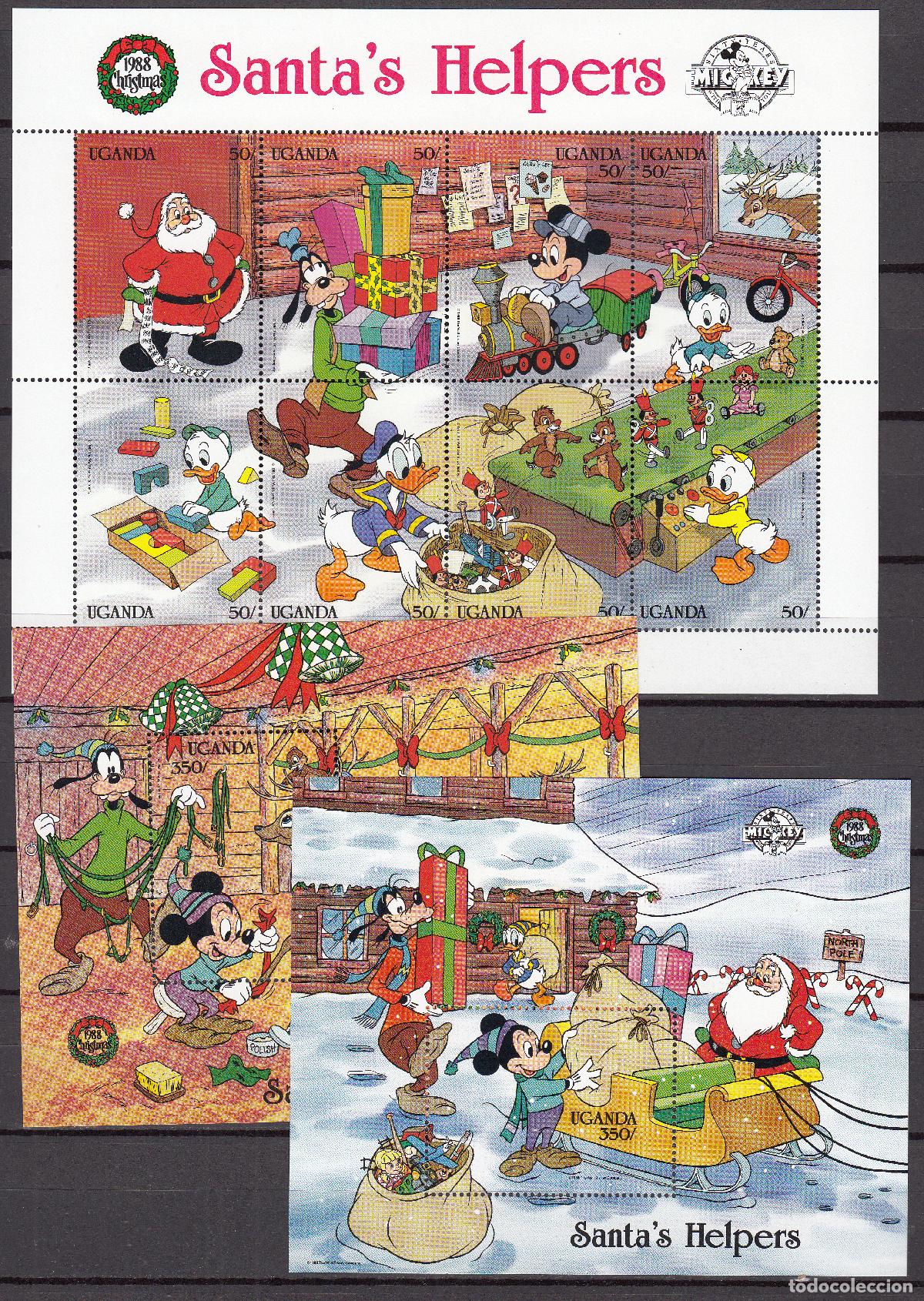 Selos: Uganda - Correo Yvert 526/33+H,83/84 ** Mnh Walt Disney - Navidad