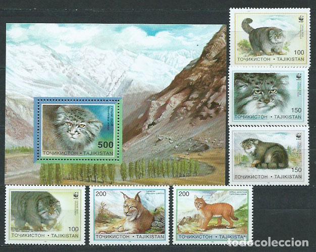 Selos: Tadjikistan - Correo Yvert 86/91+Hb 11 ** Mnh Fauna gatos