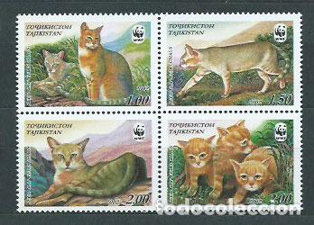 Briefmarken: Tadjikistan - Correo Yvert 145/8 ** Mnh Fauna gatos