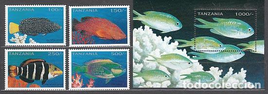 Selos: Tanzania - Correo Yvert 2036/9+H 305 ** Mnh Fauna peces