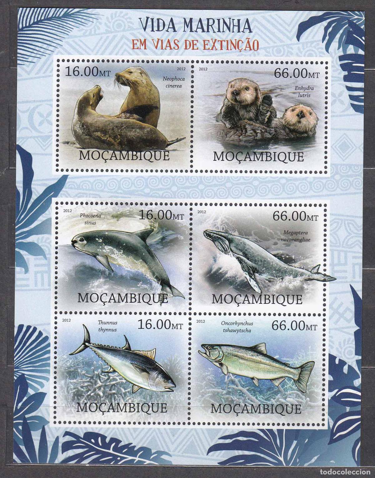 Selos: Mozambique Correo Yvert 4749/54 ** Mnh Fauna Marina - Focas - Peces