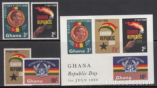 Selos: Ghana - Correo 1960 Yvert 71/4+H.2 ** Mnh