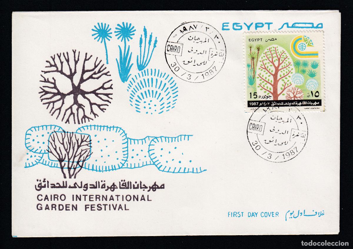 Selos: Egipto Sobres Primer Dia FDC Yvert aereo 179 - matasello cairo 1987
