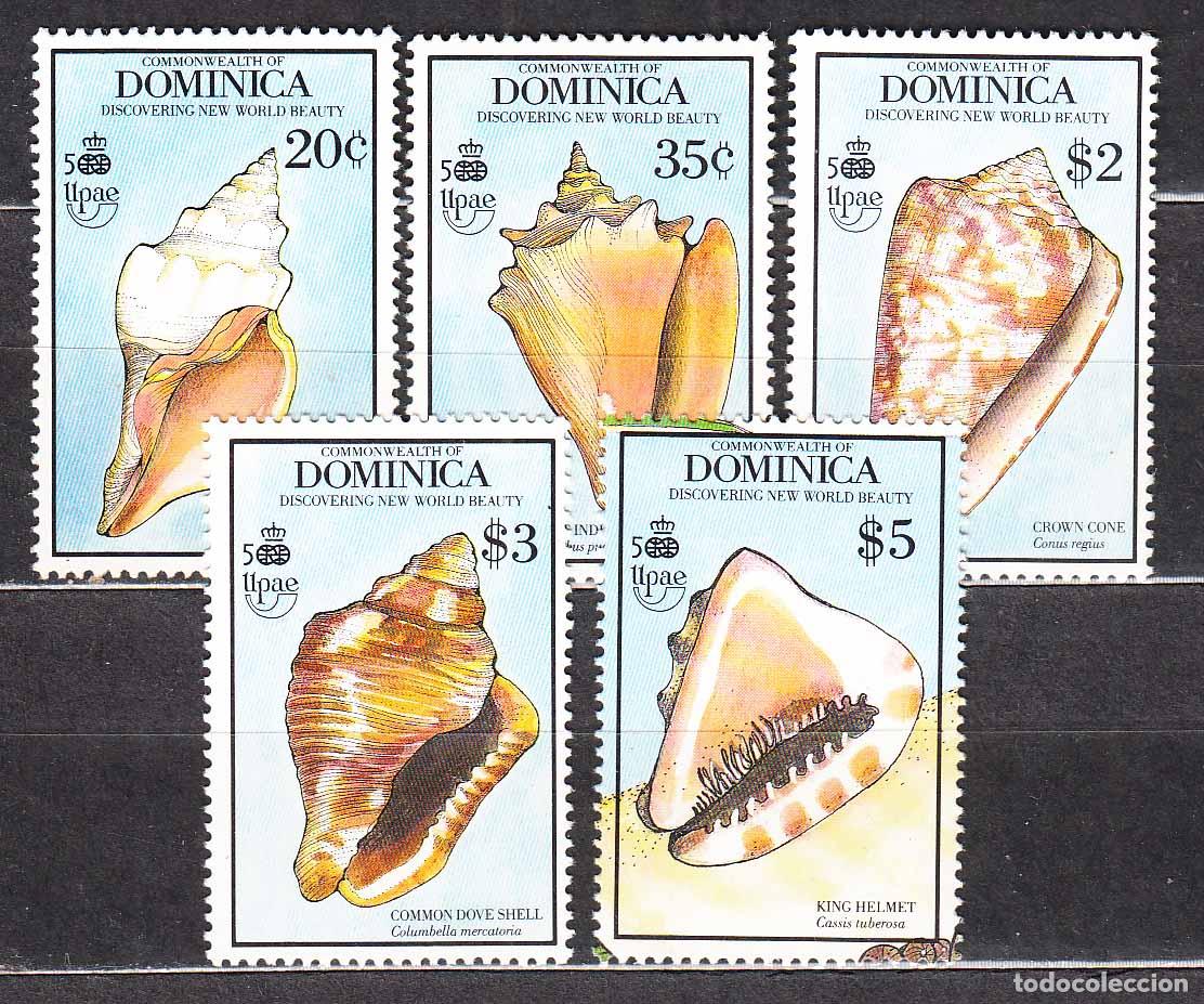 Briefmarken: Dominica - Correo 1990 Yvert 1219/22+SH 167 ** Mnh Fauna Marina - Caracolas