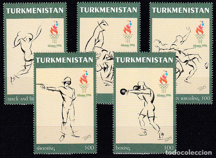 Selos: Turkmenistan - Correo Yvert 89/93 ** Mnh Juego Olimpicos de Verano Atlanta - Dep