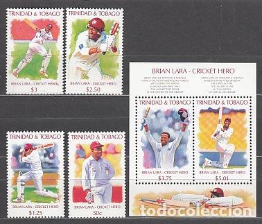 Sellos: Trinidad y Tobago - Correo Yvert 712/5+H,44 ** Mnh Jugadores de criket