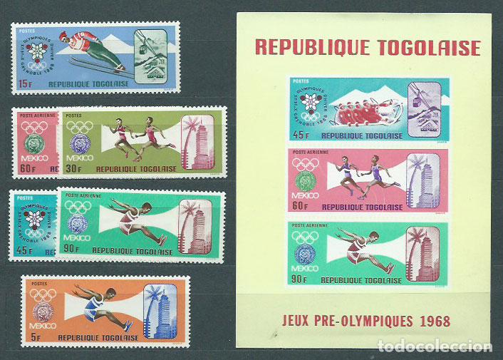 Sellos: Togo - Correo Yvert 556/9+A 86/8+H 29 * Mh Deportes