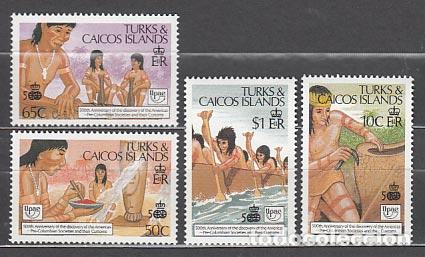 Sellos: Turk y Caicos - Correo Yvert 806/9 ** Mnh Descubrimiento de Am&eacute;rica