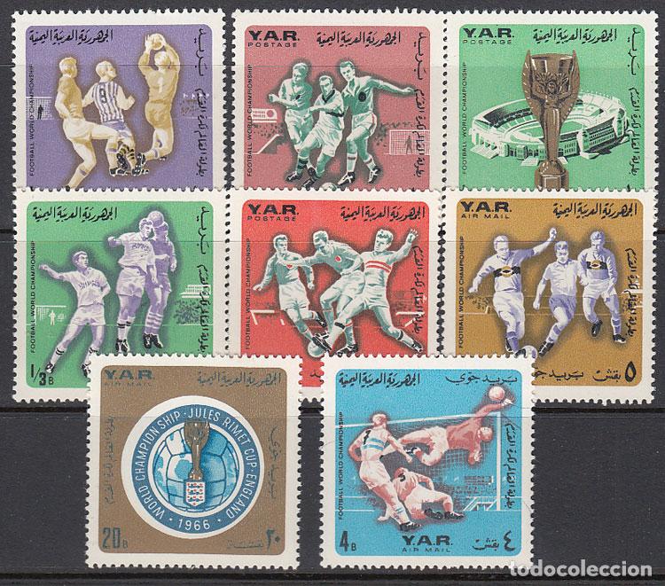 Francobolli: Yemen Republica Arabe - Yvert Correo 142/6+A 60/2 * Mh Deportes f&uacute;tbol