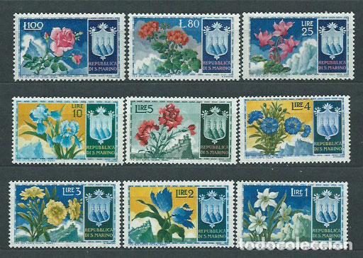 Sellos: San Marino - Correo 1953 Yvert 374/82 * Mh Flores