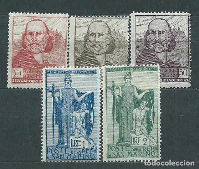 Sellos: San Marino - Correo 1924 Yvert 97/101 * Mh Garibaldi