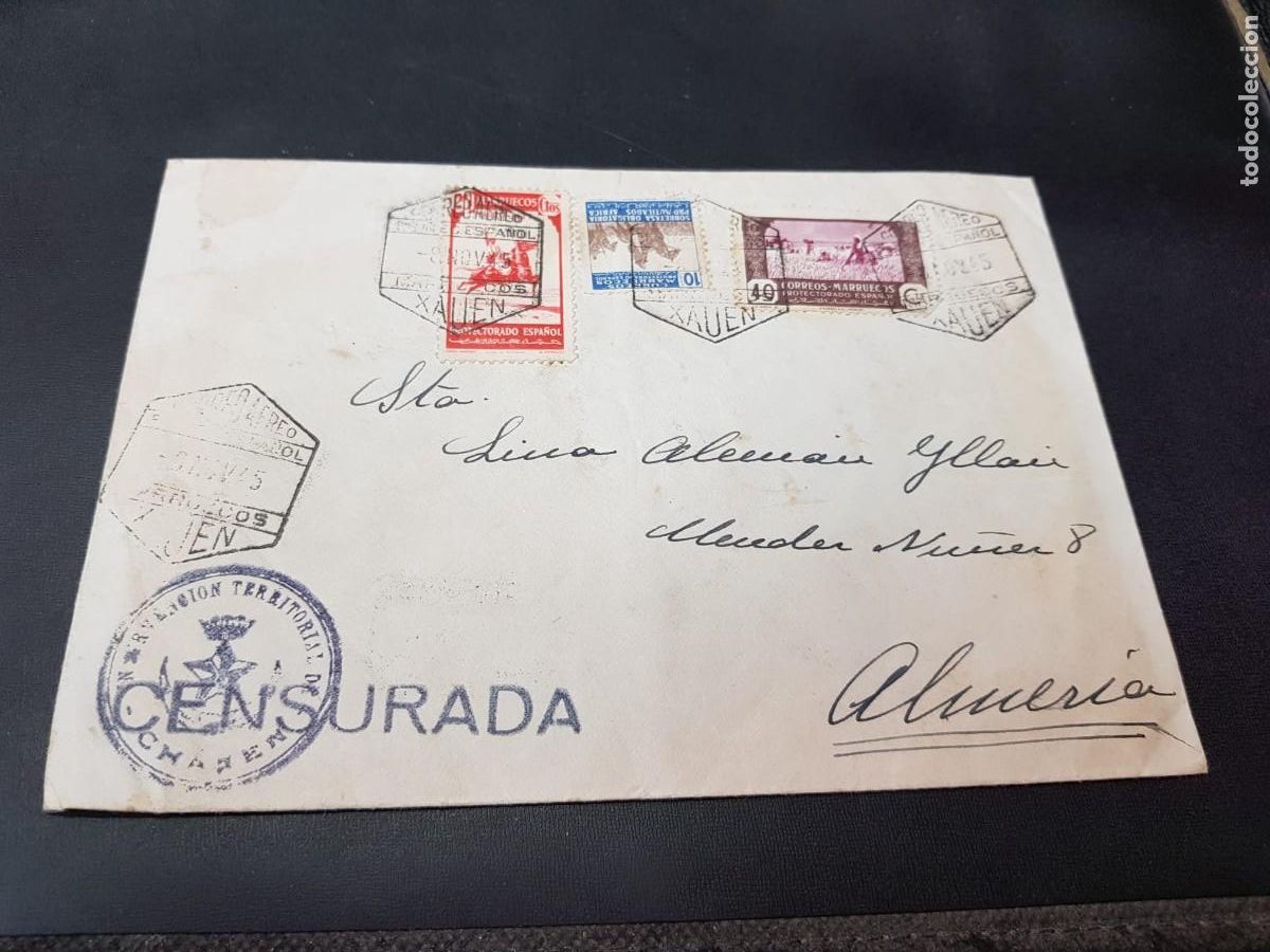 Sellos: CARTA CENSURADA-CON SELLOS DE MARRUECOS-ALMERIA-8 DE NOVIEMBRE DE 1945