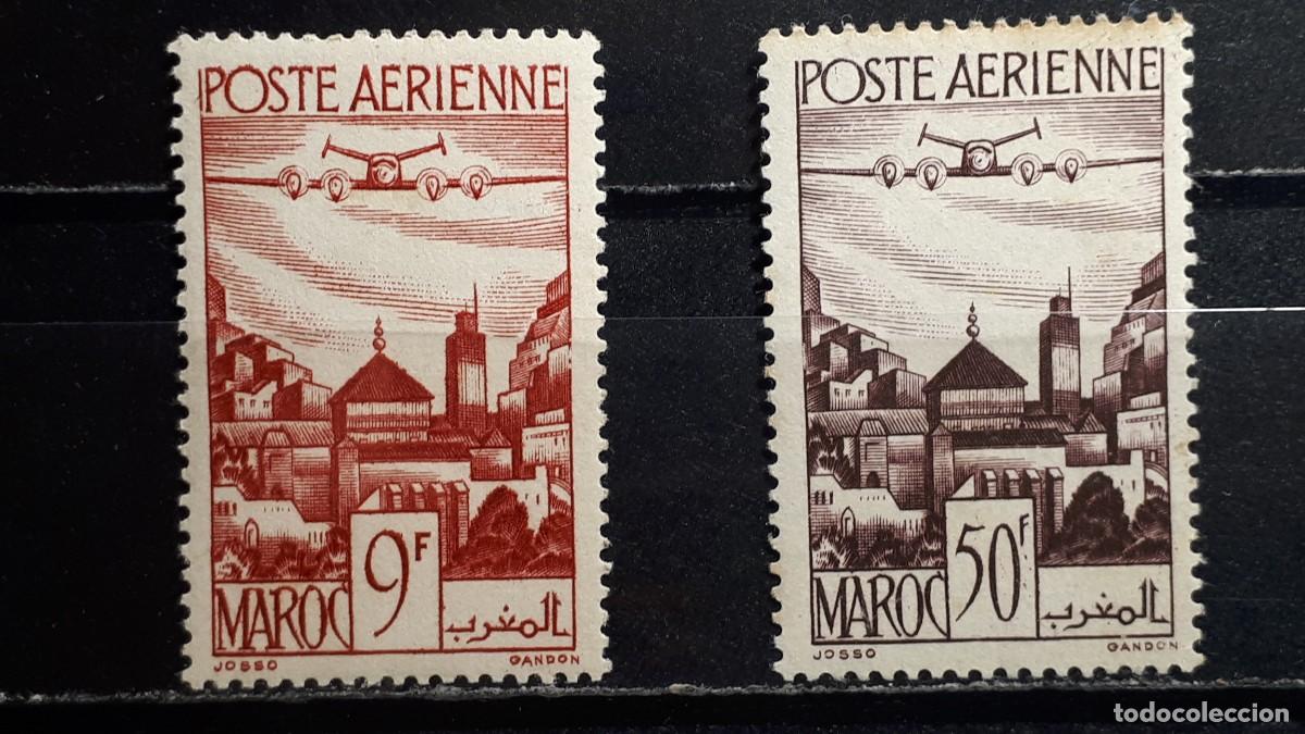 Sellos: MARRUECOS Franc&eacute;s . A&Ntilde;O 1947. **. Edifil a&eacute;reo 60, 62