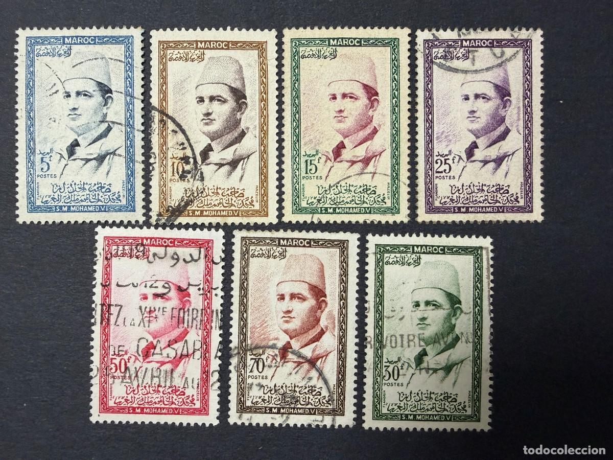 Sellos: ARGELIA, 1956. YVERT 362/8. REY MOHAMED V. SERIE COMPLETA. USADOS
