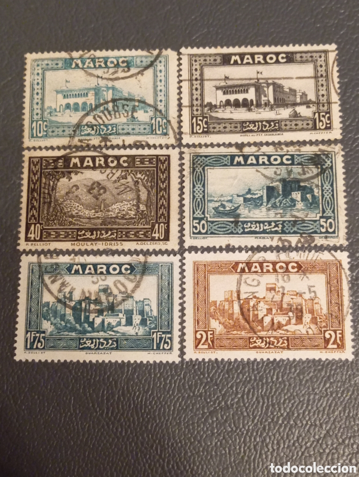 Sellos: Marruecos Protectorado Franc&eacute;s 1943 - Lote Paisajes/Monumentos Usados (Yvert 214/224)