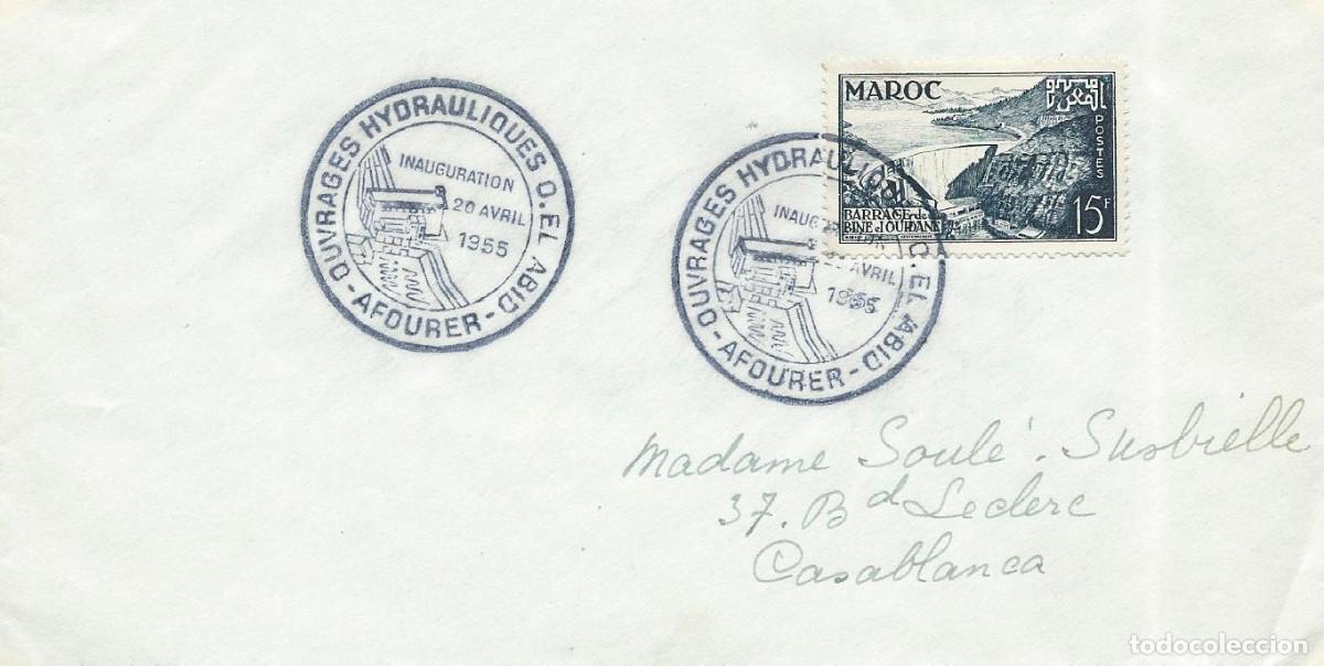 Sellos: 1955. MARRUECOS/MOROCCO. MATASELLOS/POSTMARK. OBRAS HIDR&Aacute;ULICAS EL ABID. WATERWORKS. TECNOLOG&Iacute;A.