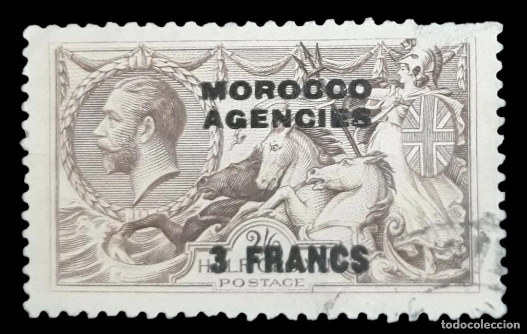 Sellos: CORREOS BRITANICOS MARRUECOS FRANC&Eacute;S. Sobrecargado. USADO.