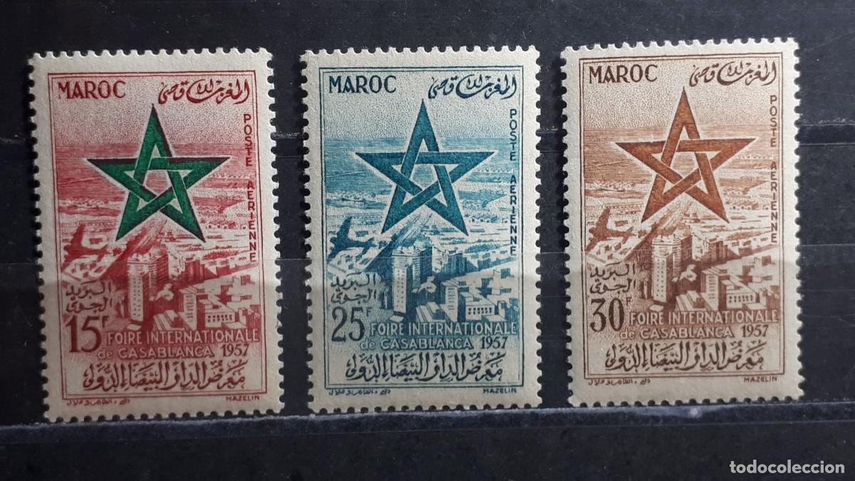 Sellos: MARRUECOS. A&Ntilde;O 1957. *. YVERT A&eacute;reo 103/5
