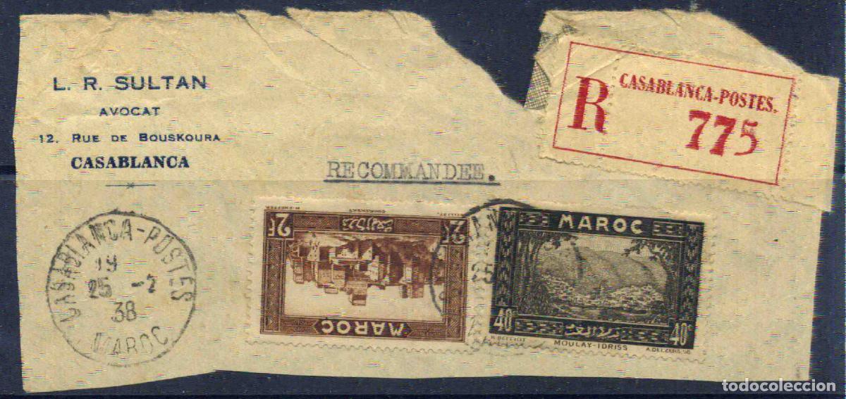 Sellos: Marruecos franc&eacute;s 1933.-1938 Fragmento con matasellos de Casablanca