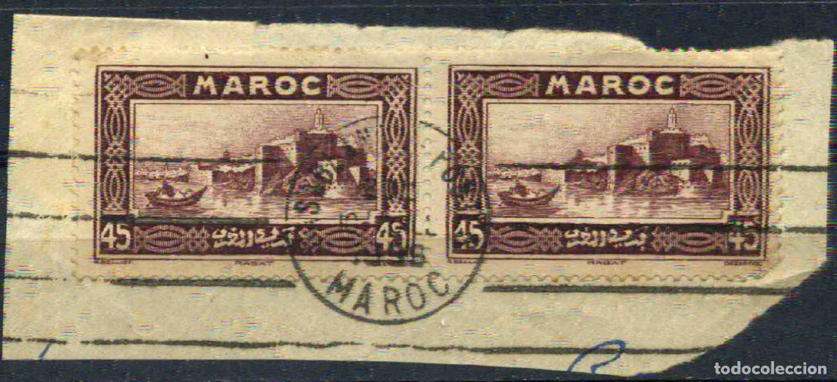 Sellos: Marruecos franc&eacute;s 1933 Fragmento con matasellos de Casablanca