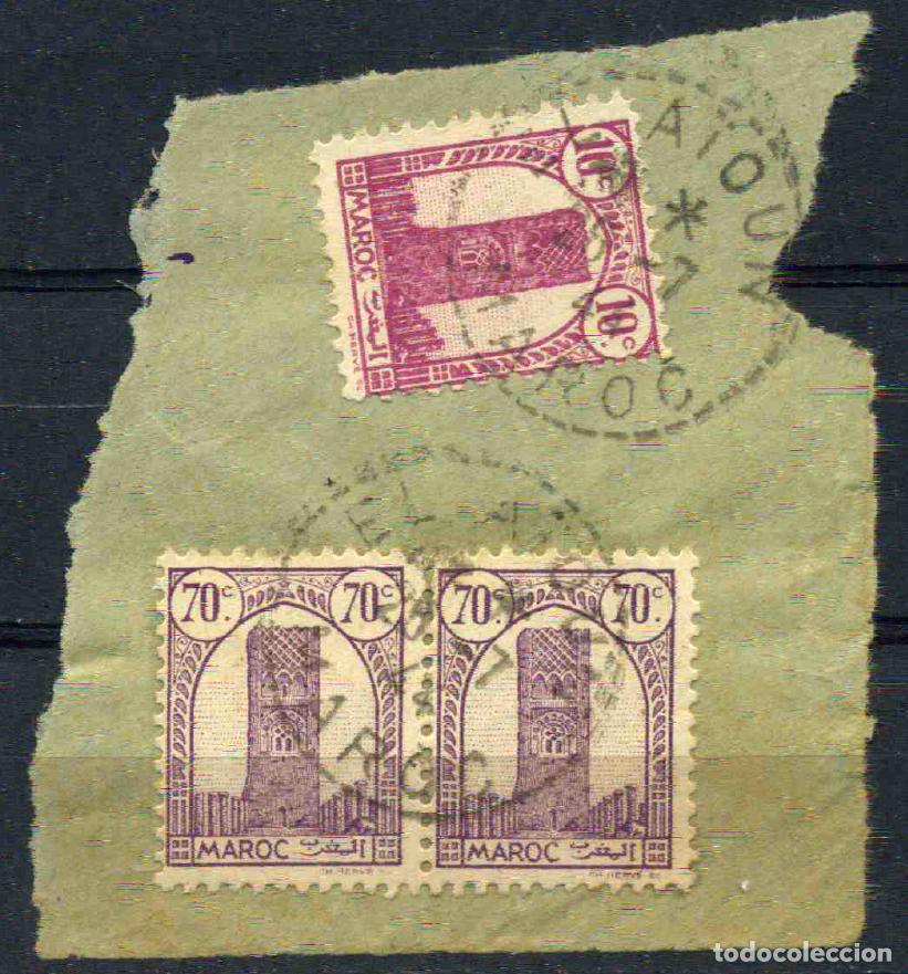 Sellos: Marruecos franc&eacute;s 1943-1944 Fragmento matasellado en El A&iuml;oun (25-7-194