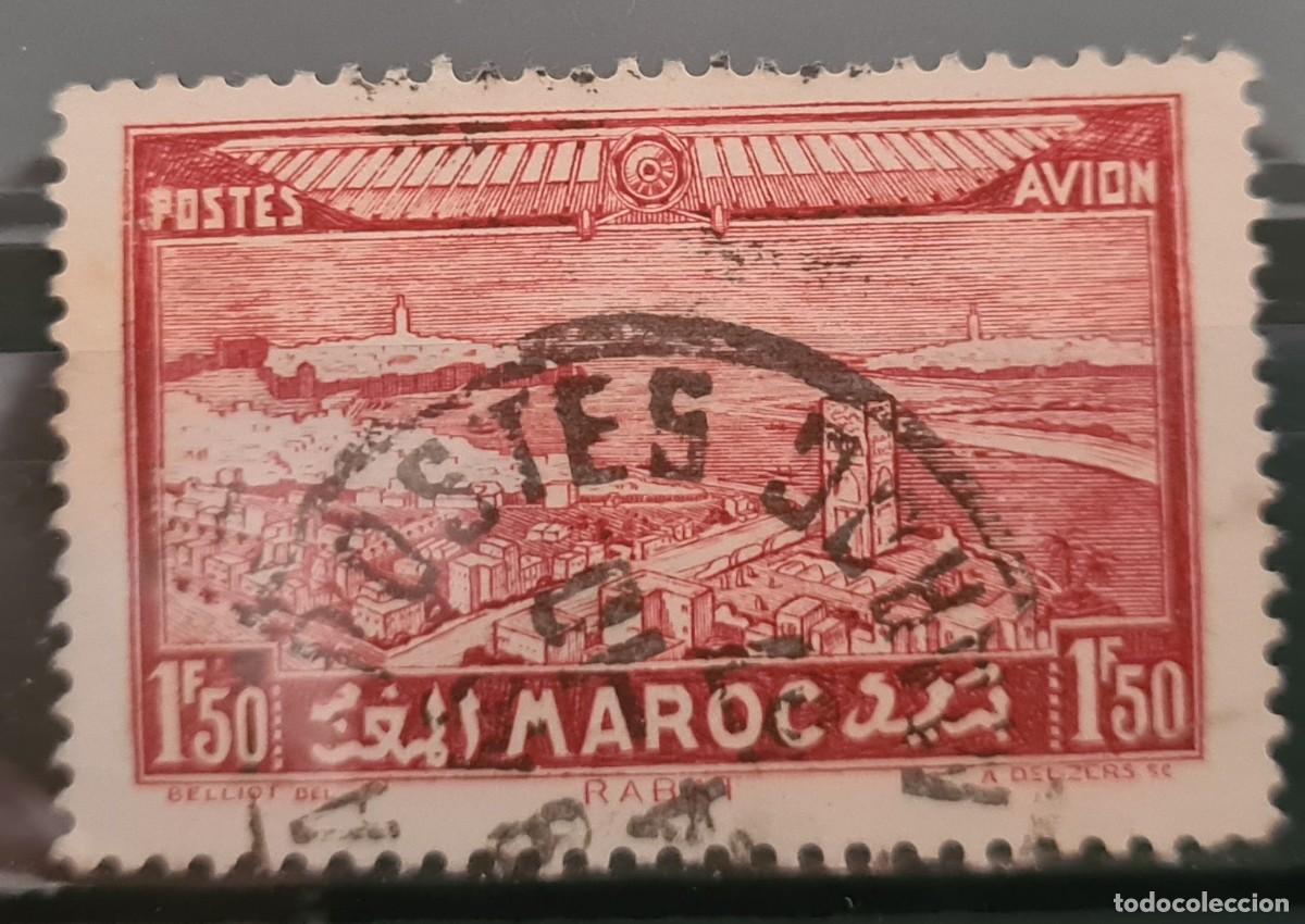 Sellos: Sello a&eacute;reo usado de Marruecos 1933: Rabat