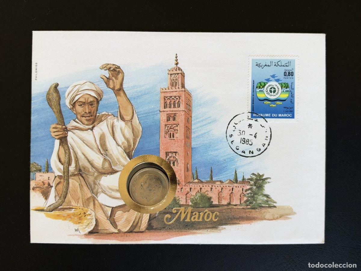 Sellos: Marruecos sobre numism&aacute;tico Philswiss 1985 sello 080