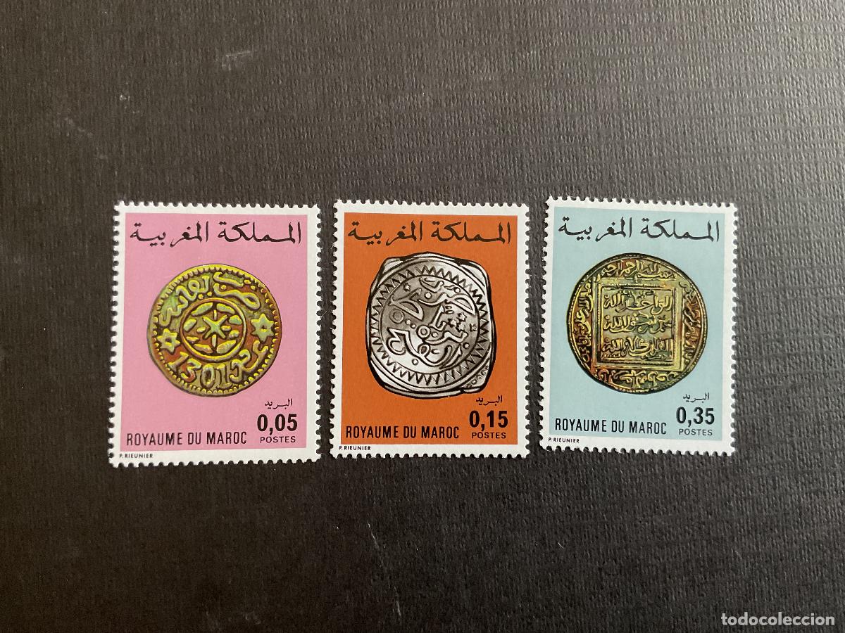 Sellos: MARRUECOS N&ordm; YVERT 756/8** A&Ntilde;O 1976. NUMISMATICA. SERIE CON CHARNELA