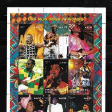 Sellos: NIGER 1998, HOJA BLOQUE HISTORIA DE ÁFRICA, MÚSICOS AFRICANOS. MNH.. Lote 366594131