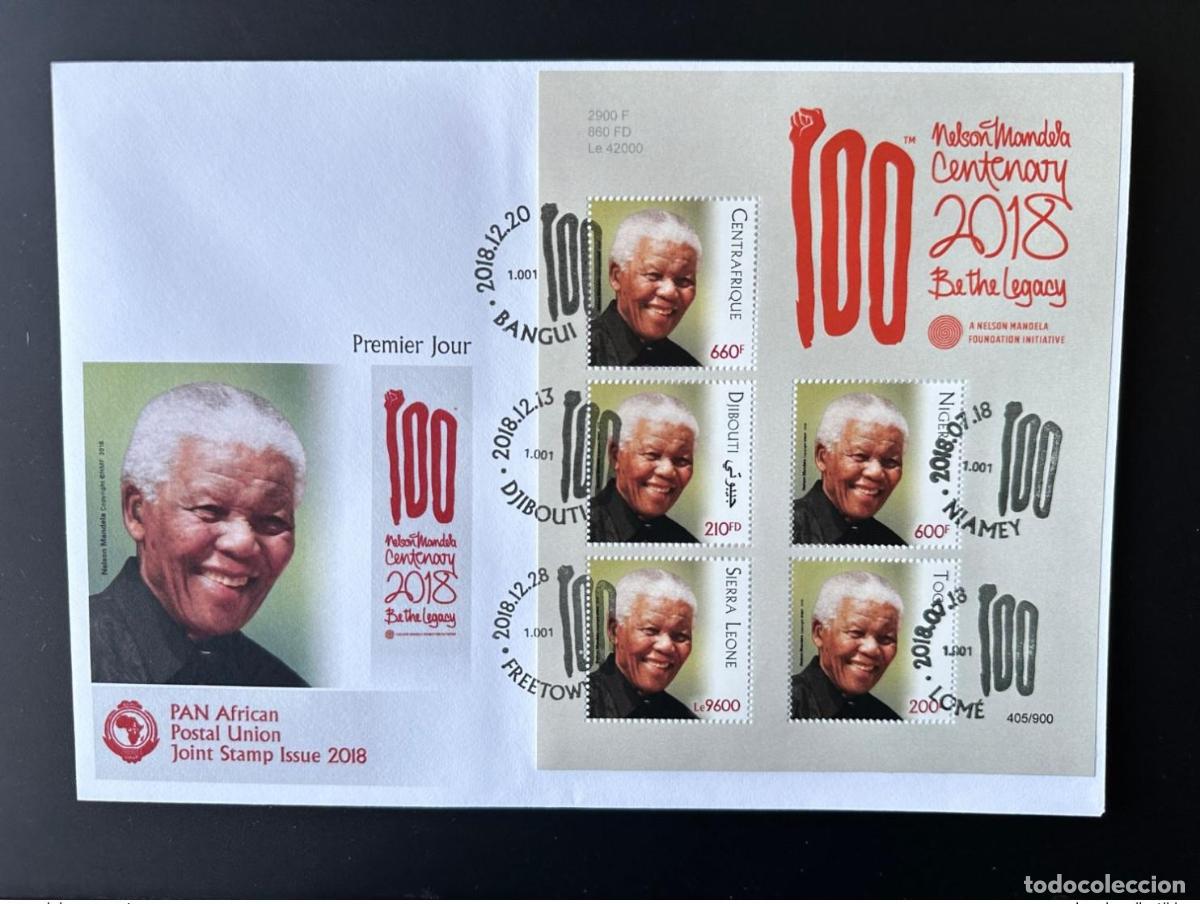Sellos: FDC siam&eacute;s 2018 Uni&oacute;n Postal Panafricana Nelson Mandela 100 a&ntilde;os Djibouti Togo
