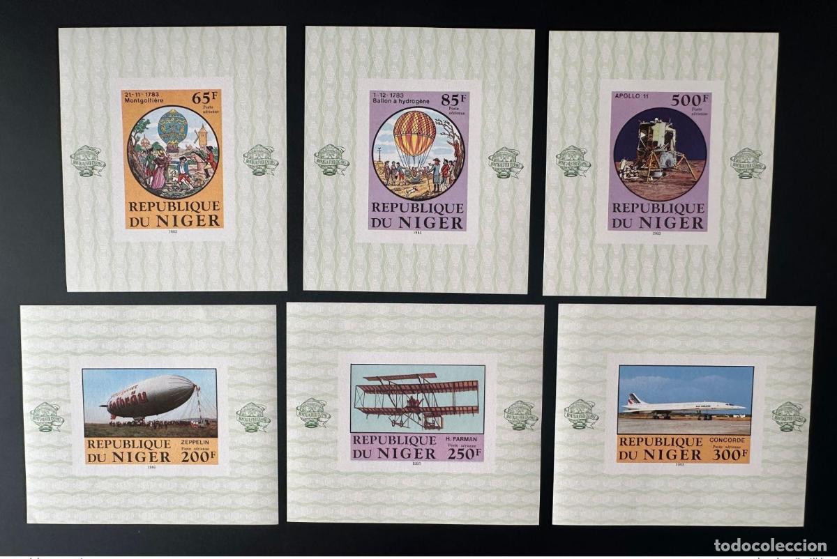 Sellos: N&iacute;ger 1983 Mi. 825 - 830 bloquea el lujoso avi&oacute;n Concorde Espace Zeppelin de ND Aviation