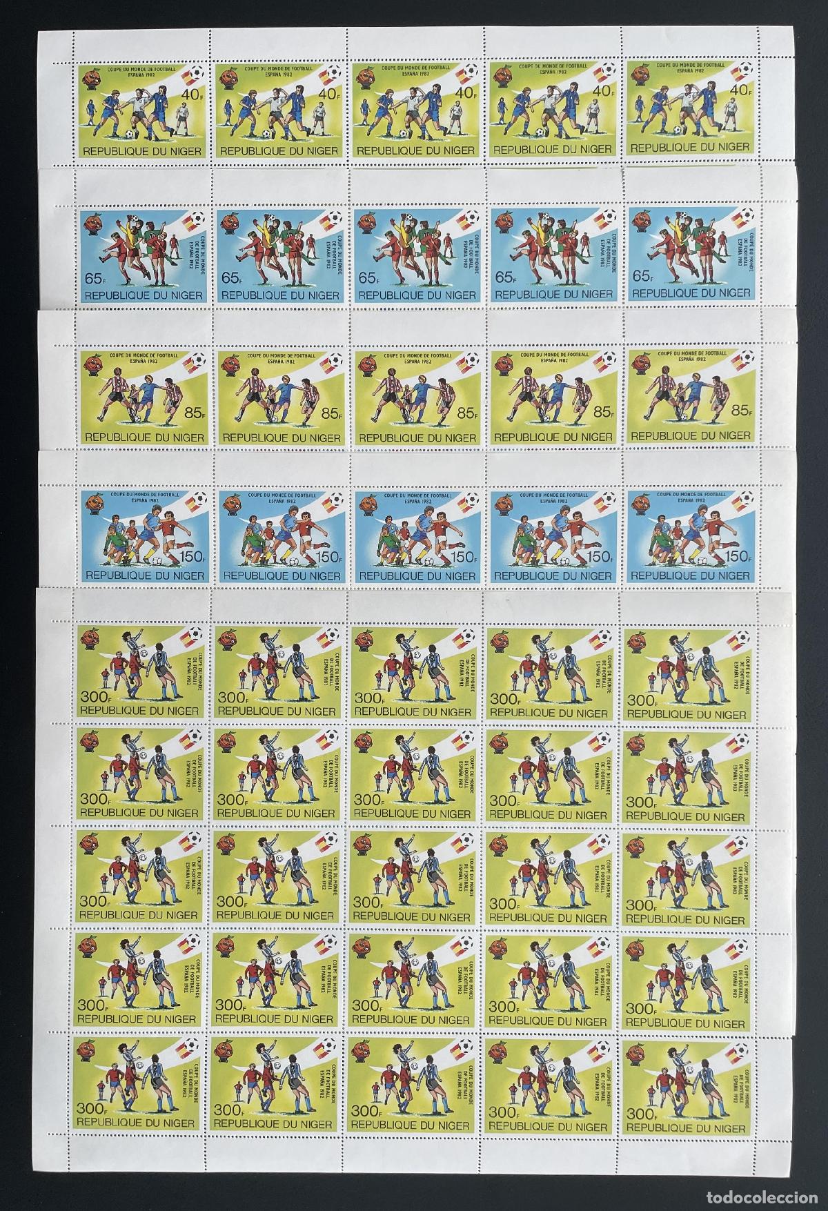 Sellos: Niger 1981 YT 550-554 bloque Copa Mundo F&uacute;tbol Espa&ntilde;a 1982 Soccer Sport