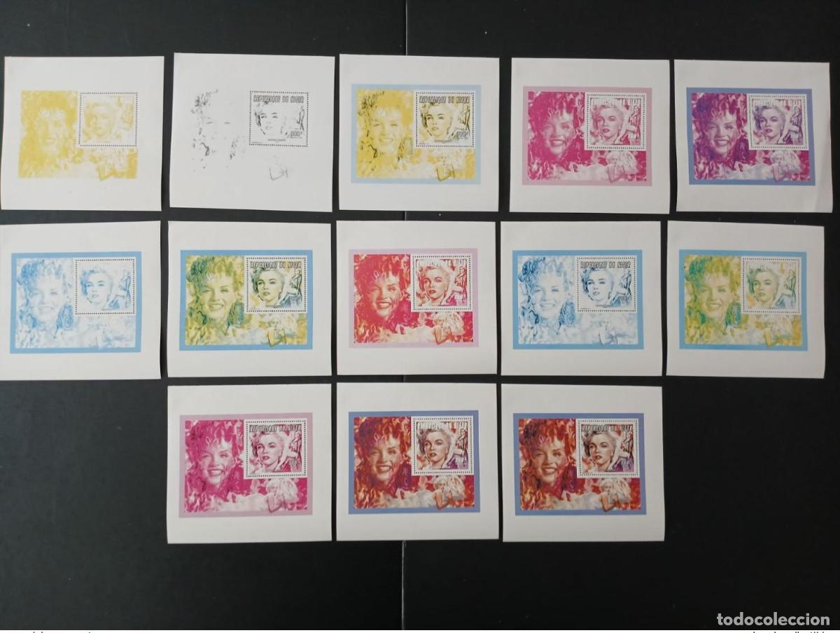 Sellos: N&iacute;ger 1996 Mi. 1195 (Bl). Ensayos en color Marilyn Monroe Actriz de cine Hollywood