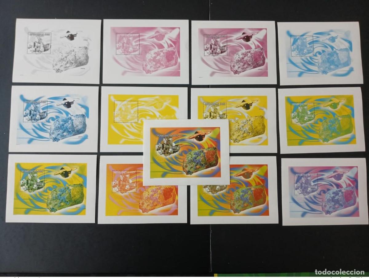 Sellos: N&iacute;ger 1996 Mi. Bl. 93 pruebas de color Minerales Space