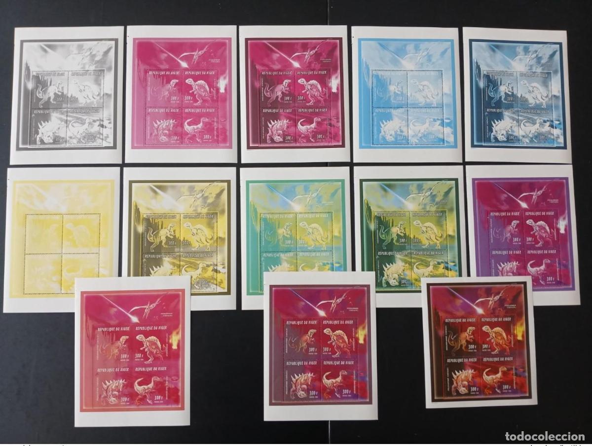 Sellos: N&iacute;ger 1996 Mi. 1240 - 1243 pruebas de color Dinosaurios