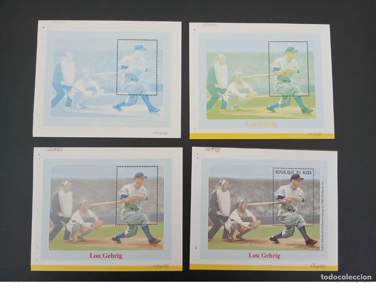 Sellos: N&iacute;ger 1999 Mi. Bl. 119 pruebas en color Lou Gehring b&eacute;isbol y
