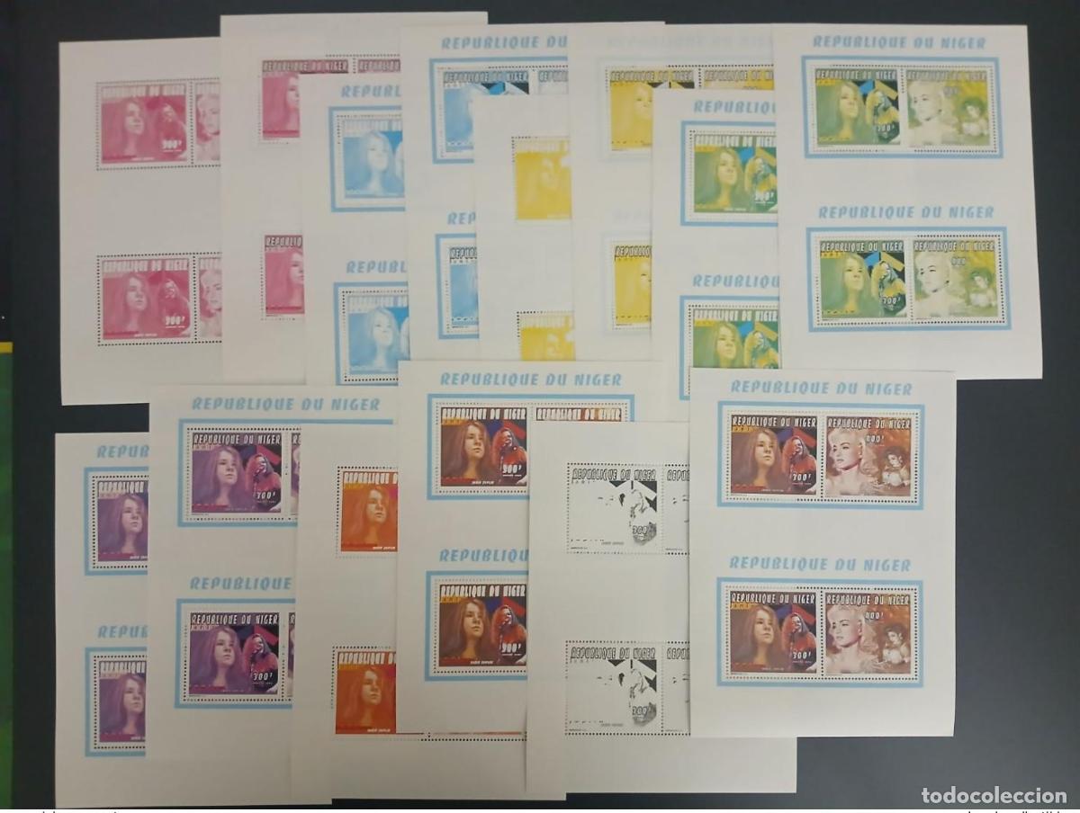 Sellos: N&iacute;ger 1996 Mi. 1191 - 1192 Ensayos en color SIN CORTAR Madonna Janis Joplin Singer
