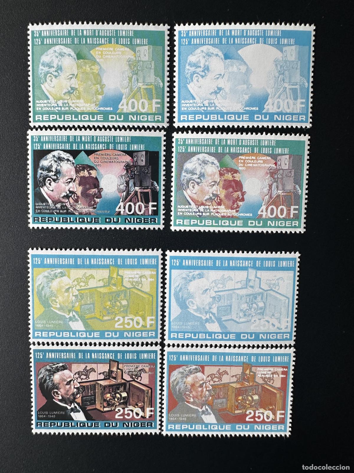 Timbres: N&iacute;ger 1989 Mi. 1076 - 1077 pruebas de color Fr&egrave;res Lumi&egrave;re Cinema Cheval Horse
