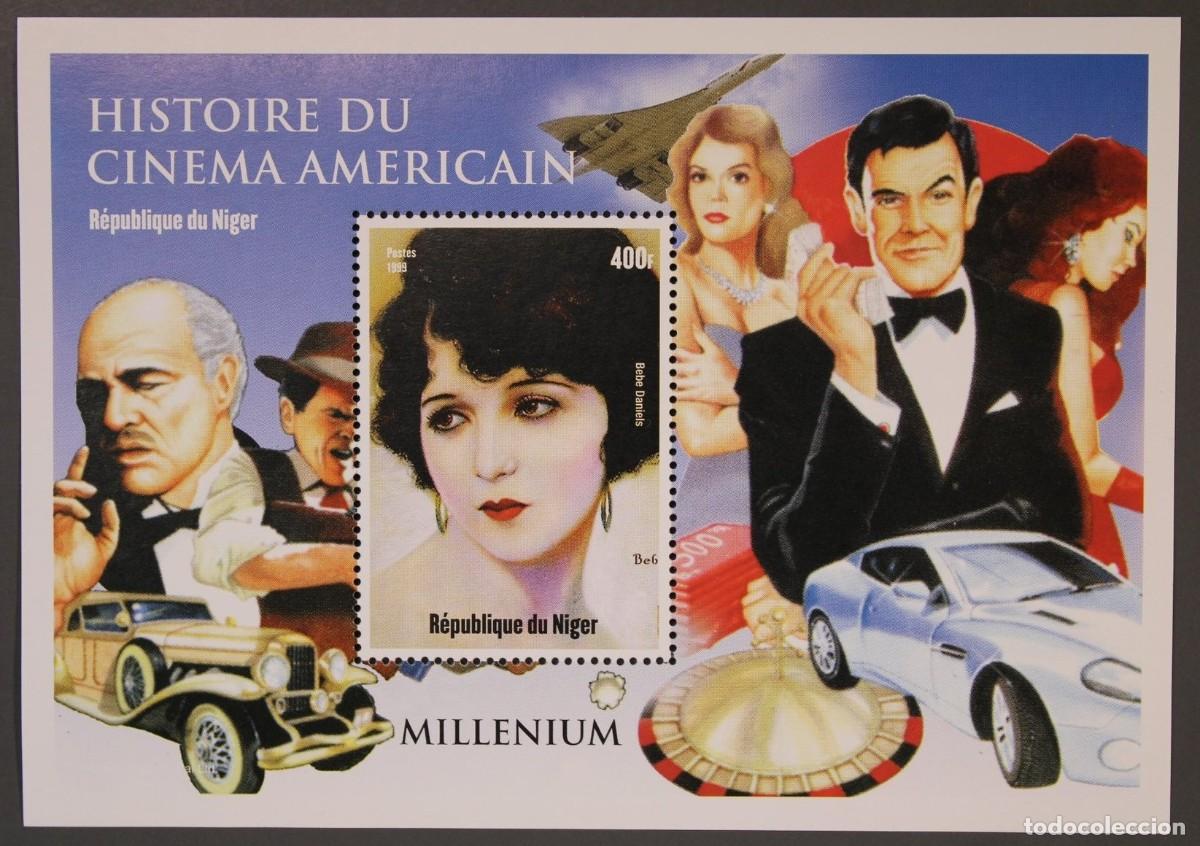 Sellos: NIGER 1999 SHEET MNH MILLENNIUM HISTORIA DEL CINE AMERICANO JAMES BOND BEBE DANIELS MARLON BRANDO