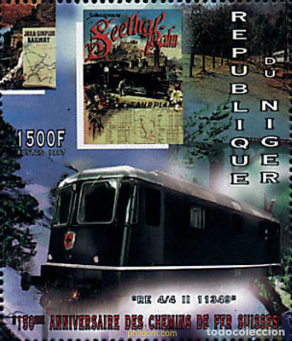 Sellos: 56717 MNH NIGER 1997 150 ANIVERSARIO DE LOS FERROCARRILES SUIZOS