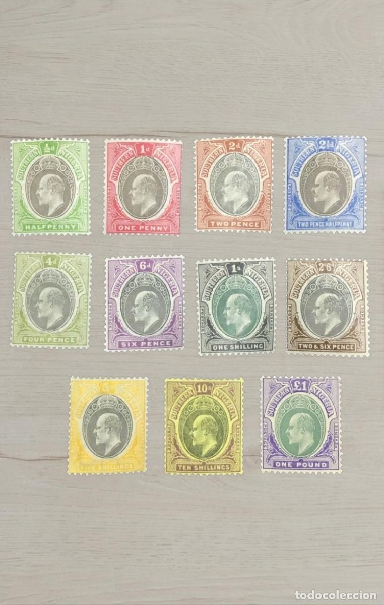 Sellos: SOUTHERN NIGERIA 1901 King Edward VII Set &ndash; 11 Premium Stamps / Rare &pound;1 Top Value / Mint Unused