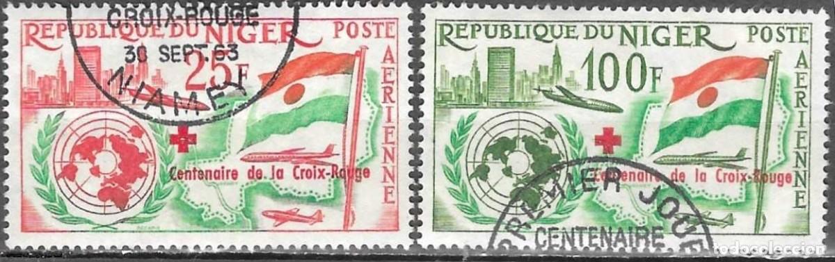 Sellos: SELLOS USADOS DE NIGER 1963, CORREO AEREO YT 28/ 29
