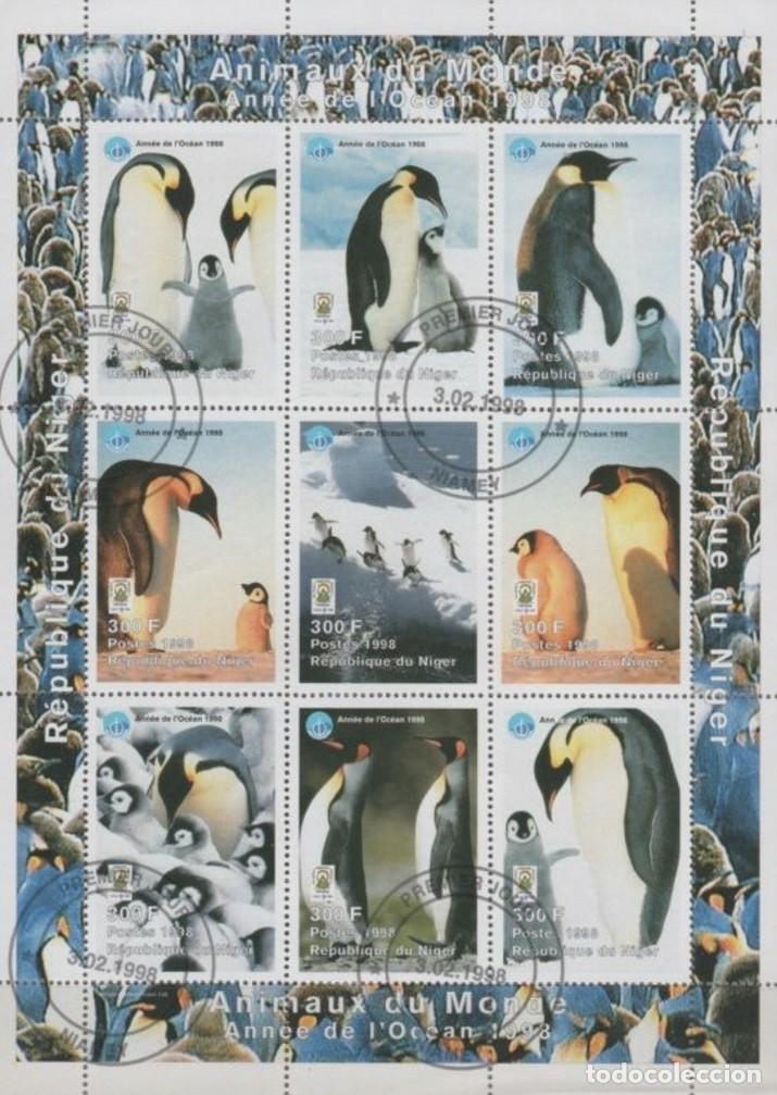 Sellos: NIGER 1998 SHEET USED MNH A&Ntilde;O DEL OCEANO FAUNA MANCHOTS PINGUINOS PENGUINS PINGUINS BIRDS AVES